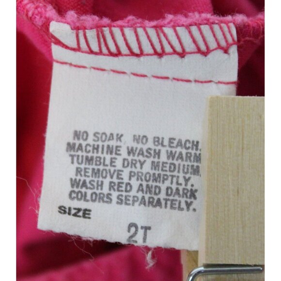 Vtg 90s Oshkosh Pink Colorblock Overalls girls 2T Dancing Bear Woven Flower USA - Picture 10 of 11